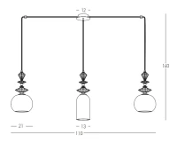 Triple Pendant Light with Ceramic & Opal Glass Diffusers - Image 3