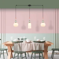 Triple Pendant Light with Ceramic & Opal Glass Diffusers - Image 1