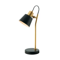Juodo ir aukso matinės spalvos reguliuojama stalinė lempa E14, 42 cm - Nuotrauka 2