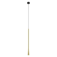 Minimalistinis žalvario spalvos LED pakabinamas šviestuvas su juodu gaubtu - Nuotrauka 2