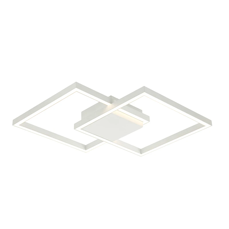 Modern Dimmable LED Ceiling Light | Intersecting Squares, Sandy White