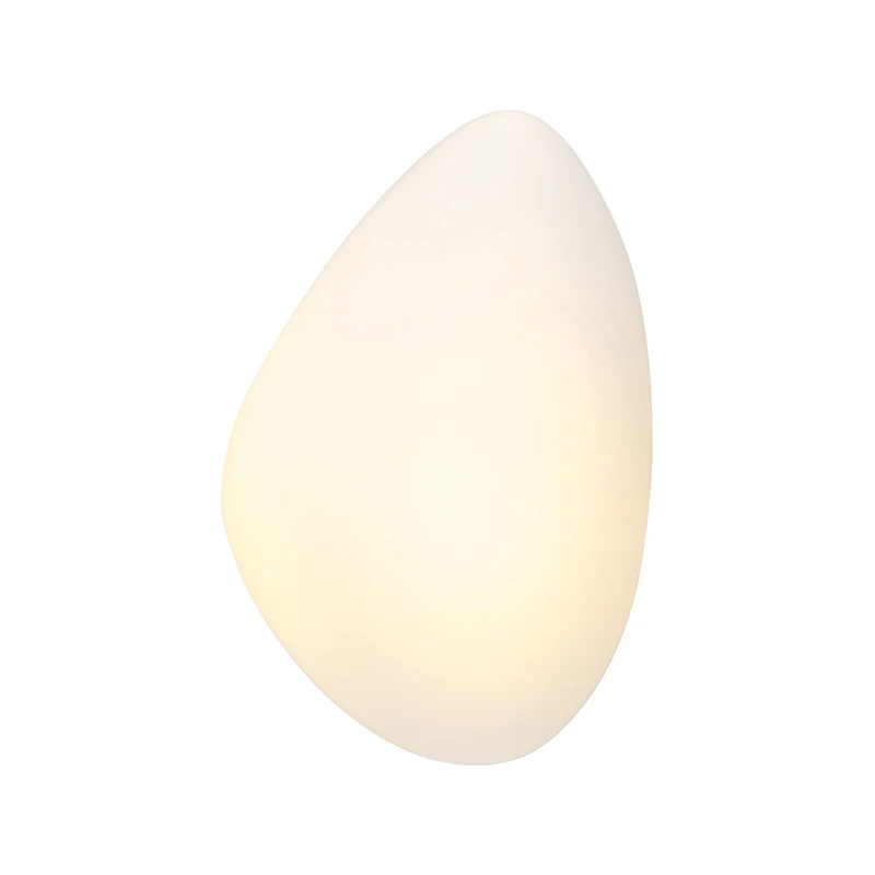 Pebble-Shaped LED Wall Light, White Opal Glass