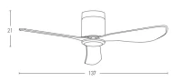 Modernus 3 menčių lubinis ventiliatorius 40W, juoda matinė, 137 cm - Nuotrauka 4