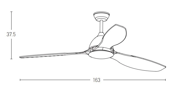 Lubinis ventiliatorius 70W juodas matinis 163cm