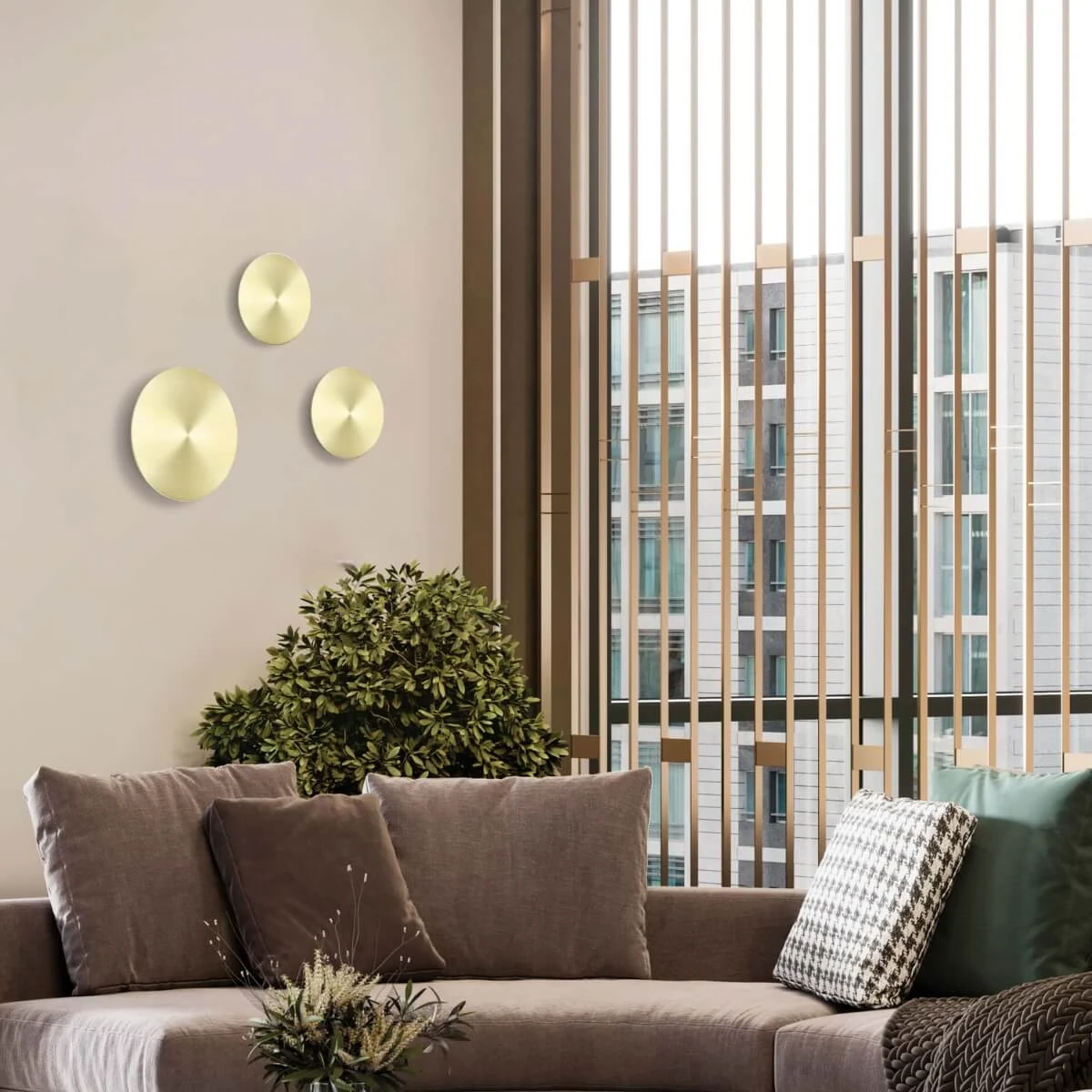 Brushed Brass Round LED Wall Light