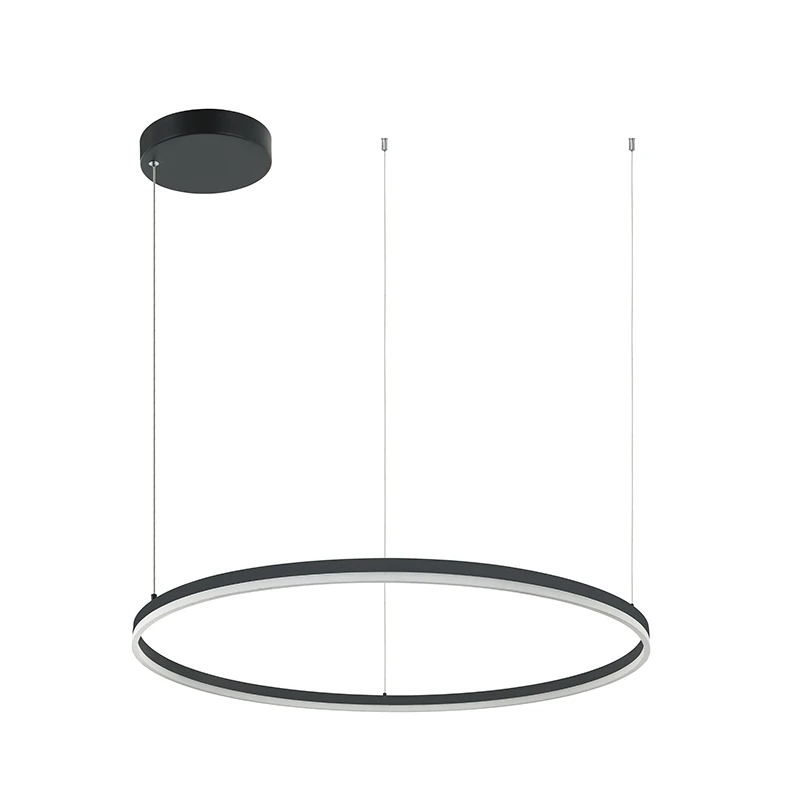 Juodo matinio paviršiaus apskritas LED pakabinamas šviestuvas Ø120cm