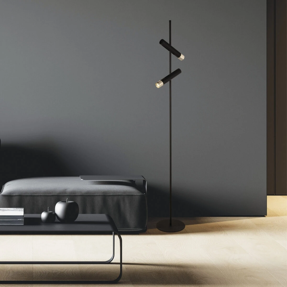 Adjustable LED Floor Lamp Black and Gold