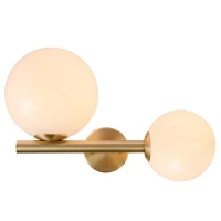 Gold Matt Wall Light with Opal Glass Spheres - Image 3