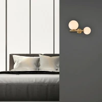 Gold Matt Wall Light with Opal Glass Spheres - Image 1