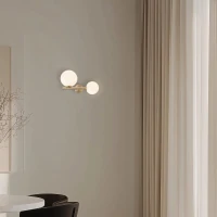 Gold Matt Wall Light with Opal Glass Spheres - Image 2