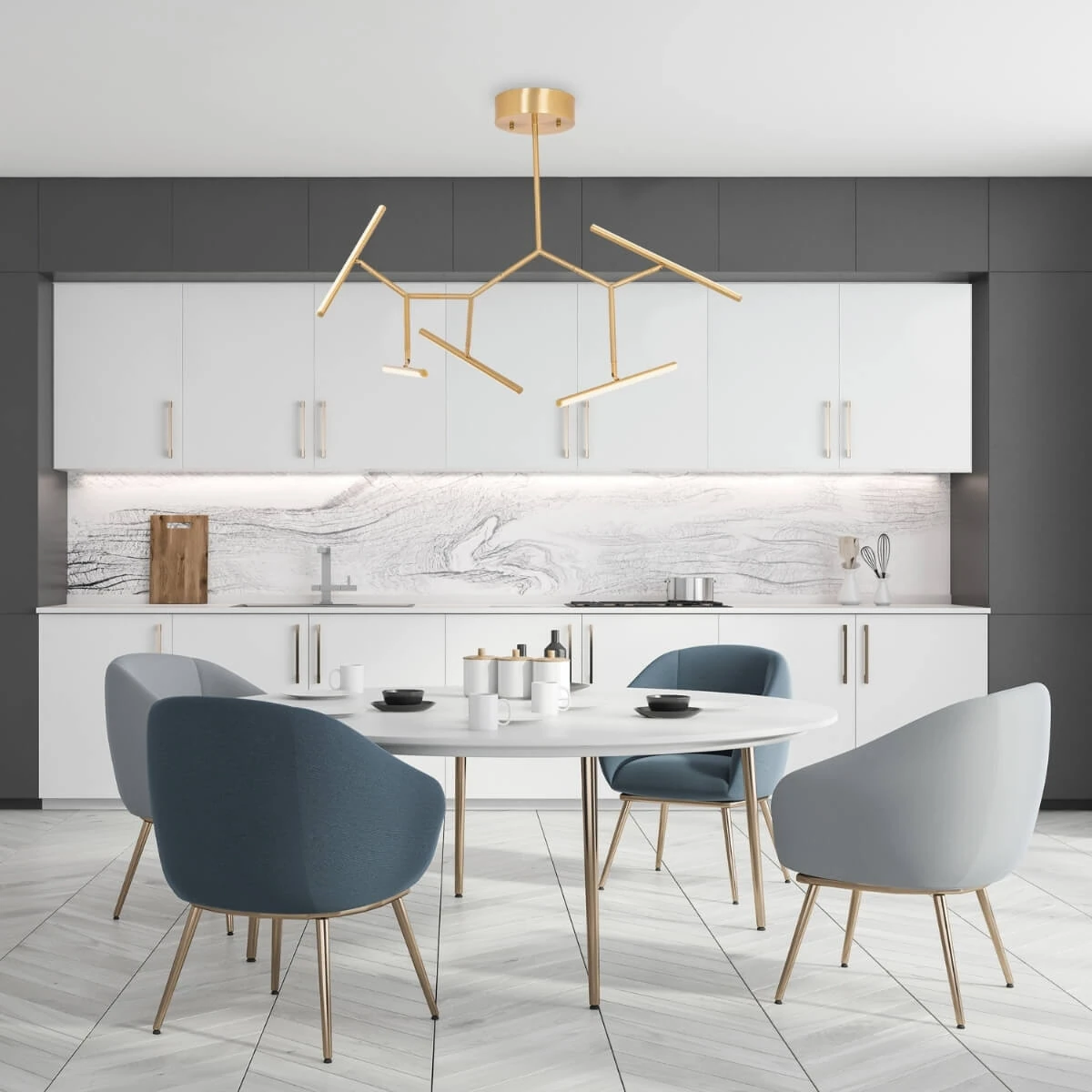 Gold Matt Geometric LED Pendant Light