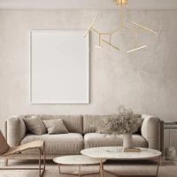 Gold Matt Geometric LED Pendant Light - Image 1