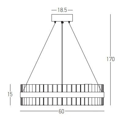 LED pakabinamas šviestuvas 56W 3000K, aukso matinio nerūdijančio plieno su skaidriu stiklu
