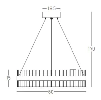 LED pakabinamas šviestuvas 56W 3000K, aukso matinio nerūdijančio plieno su skaidriu stiklu - Nuotrauka 2