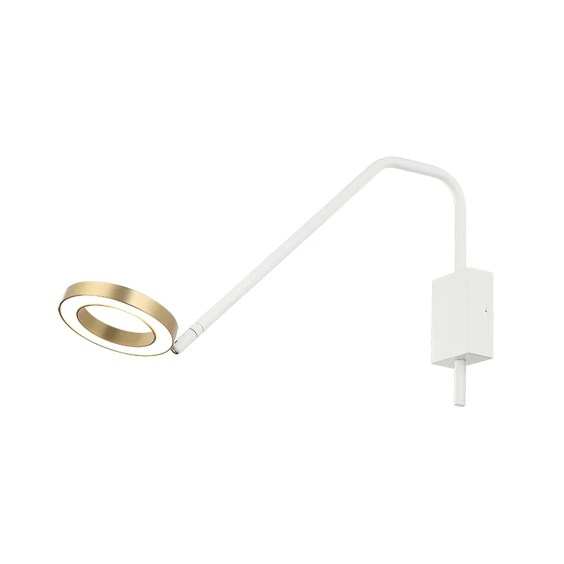 Reguliuojamas LED sieninis šviestuvas, 7W 3000K, balta-aukso matinė