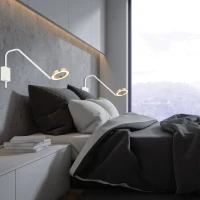Reguliuojamas LED sieninis šviestuvas, 7W 3000K, balta-aukso matinė - Nuotrauka 1