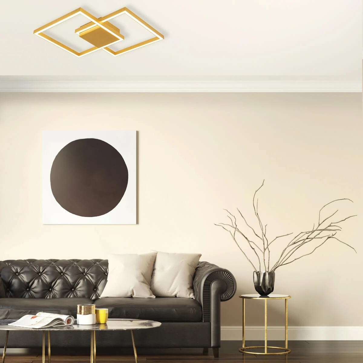 Geometric Gold Matt LED Ceiling Light