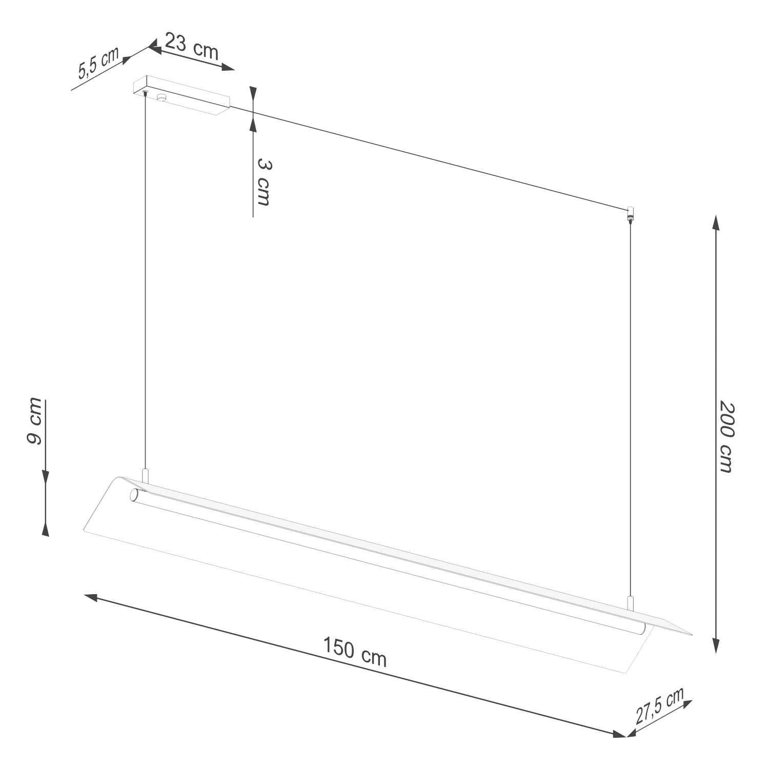 Pakabinamas LED šviestuvas 150 cm – linijinis, baltas, CRI98