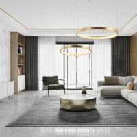 Brushed Gold Ring LED Pendant Light 53W 3000K - Image 1