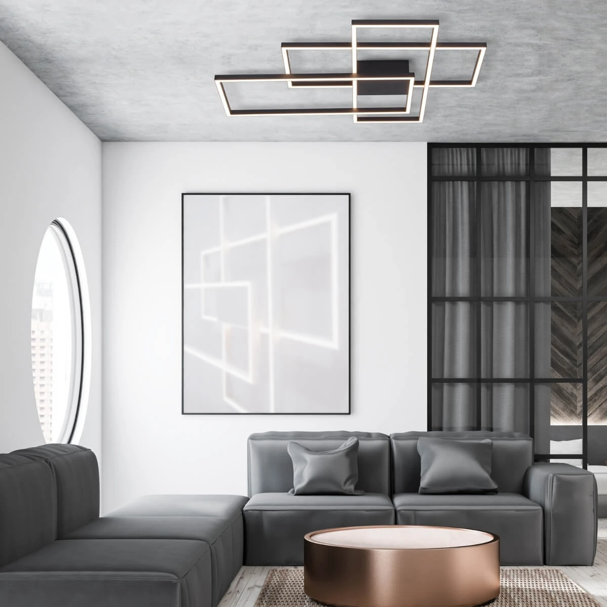 Matt Black Geometric LED Ceiling Light