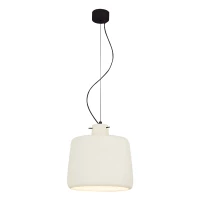 White Clay Pendant Light, Black Canopy - Image 2