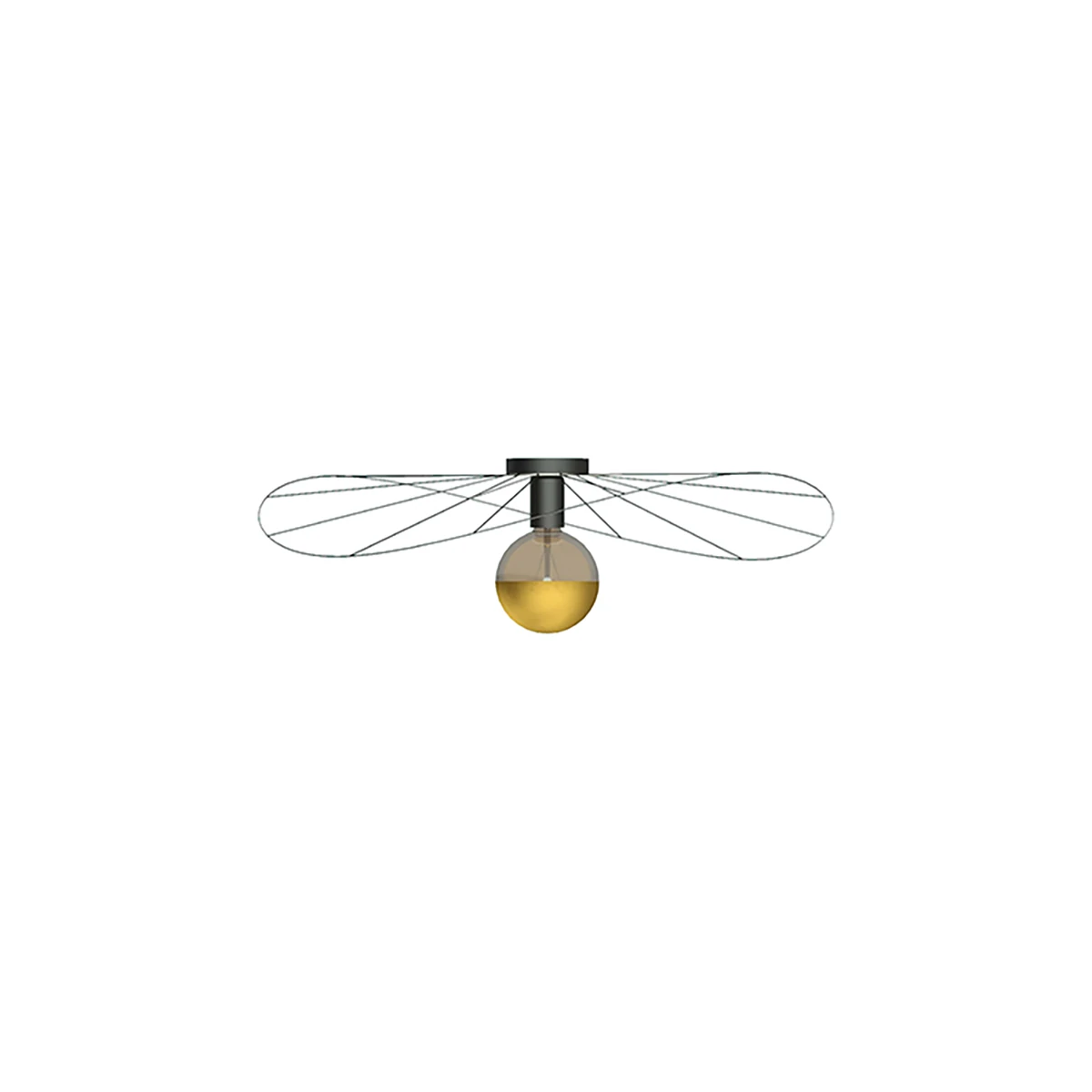 Ceiling/wall lamp 70 cm – round, black, E27