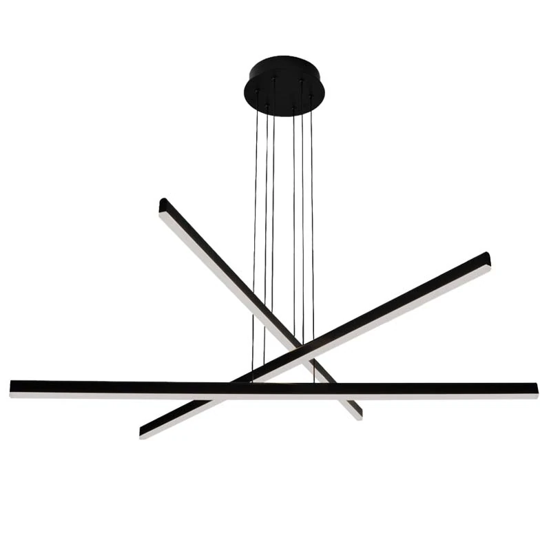Geometric Linear LED Pendant Light, 102cm, Black Matt