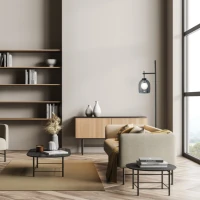 Contemporary LED Floor Lamp with Smoked Glass Shade - Image 3