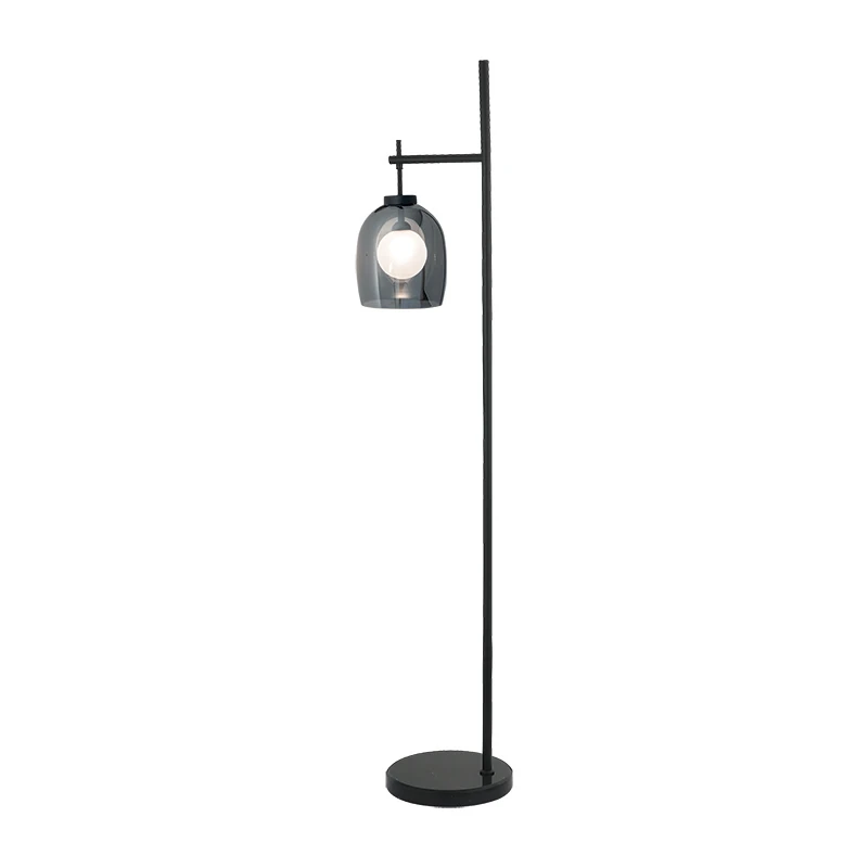 Contemporary LED Floor Lamp with Smoked Glass Shade