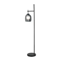 Contemporary LED Floor Lamp with Smoked Glass Shade - Image 2