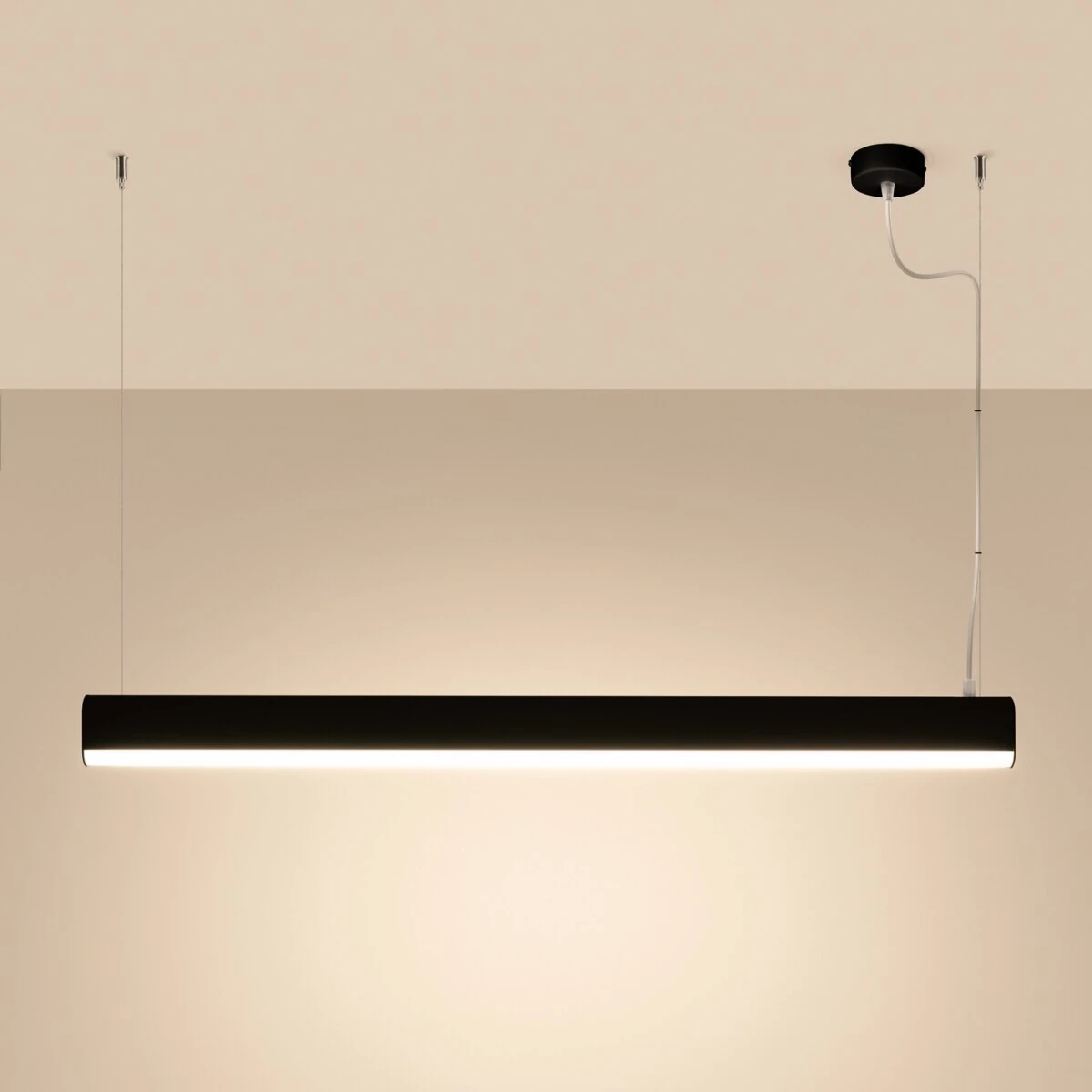 Pendant LED lamp 120 cm – linear, black, dimmable with remote