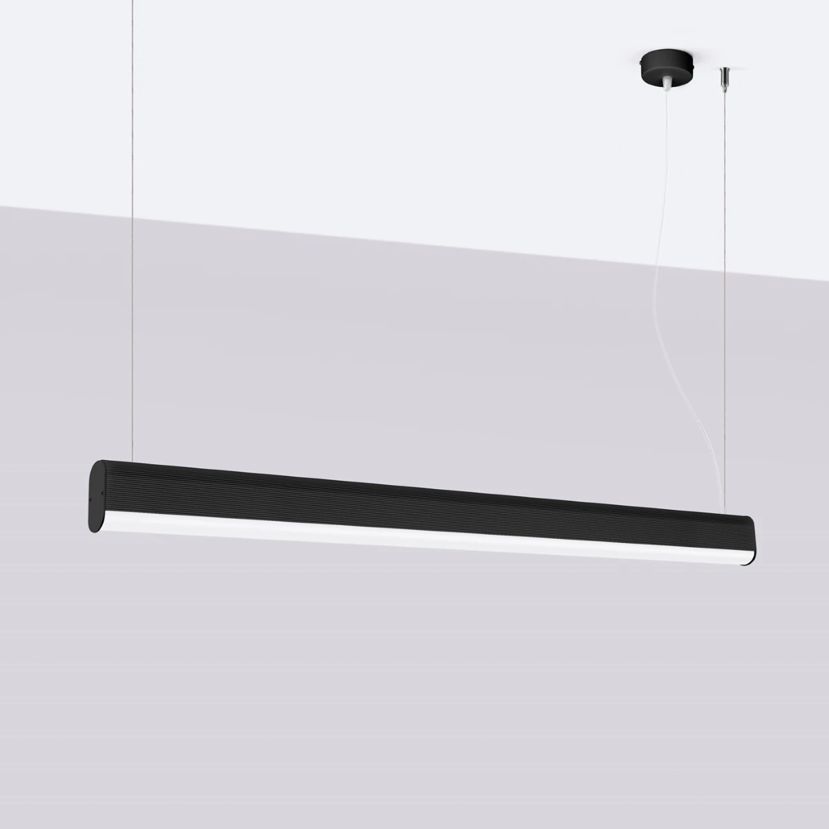 Pendant LED lamp 120 cm – linear, black, dimmable with remote