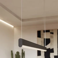 Pendant LED lamp 120 cm – linear, black, dimmable with remote - Image 1