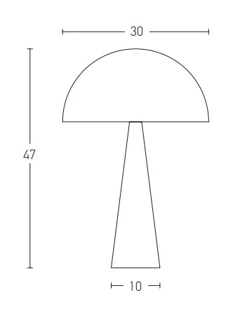 Black Matt Mushroom Table Lamp E27 Max 25W