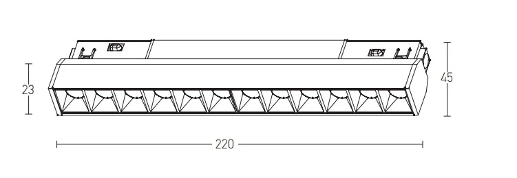 Magnetinis LED Bėgelinis Šviestuvas, 8W, 3000K, DALI, Matinė Juoda