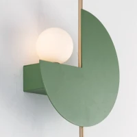 LED Sieninis Šviestuvas | Smėlio Alyvuogių Žalia, Aukso & Opalinis Stiklas - Nuotrauka 1