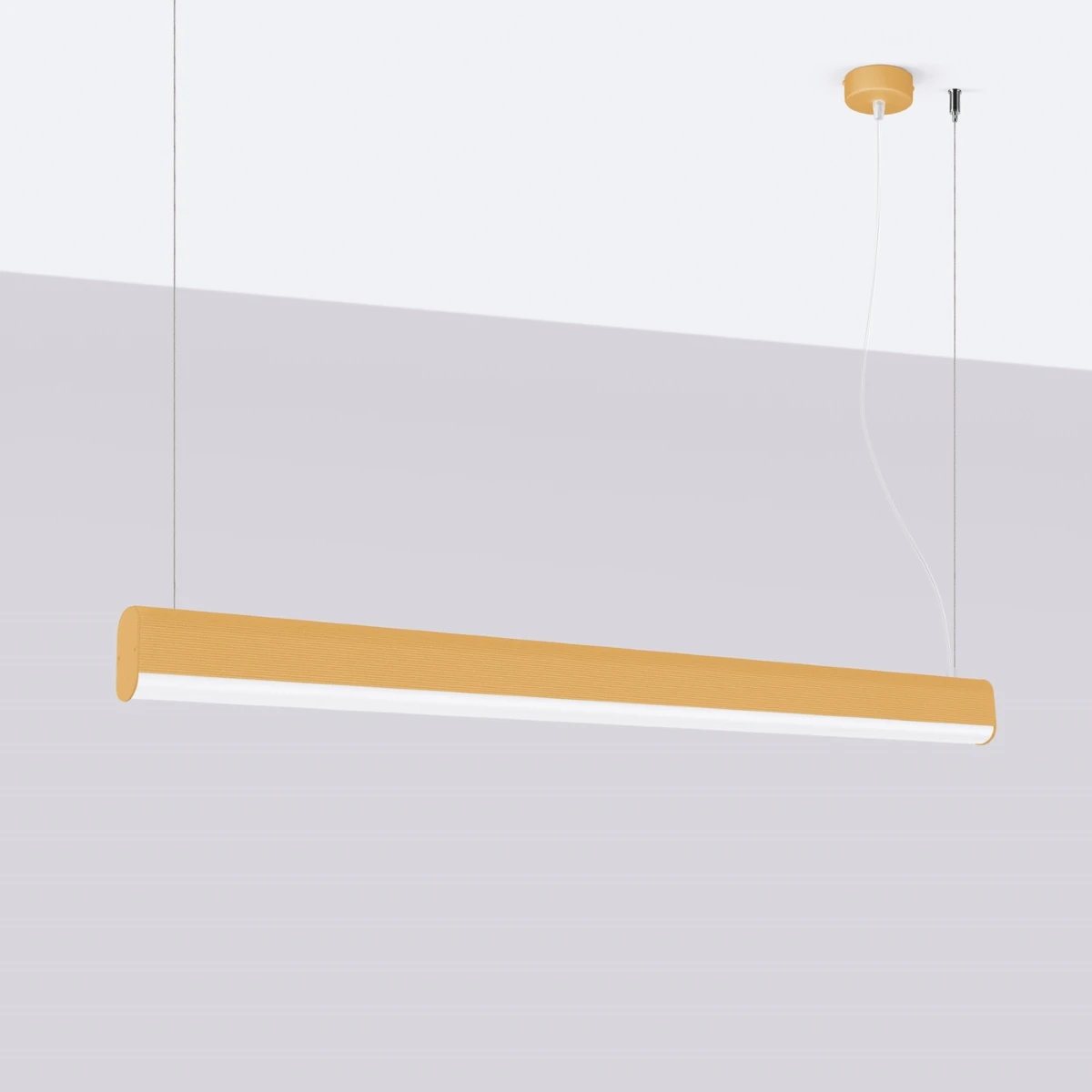 Pendant LED lamp 120 cm – linear, gold, with remote dimming