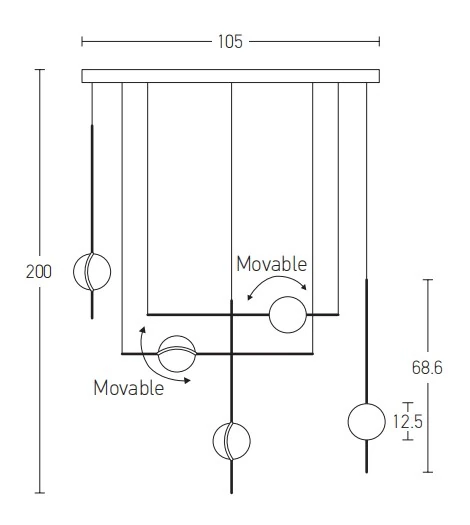 Modern Linear LED Pendant with Adjustable Spheres