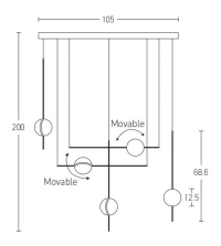 Modern Linear LED Pendant with Adjustable Spheres - Image 3