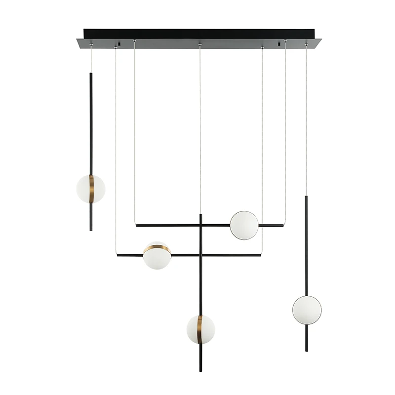 Modern Linear LED Pendant with Adjustable Spheres