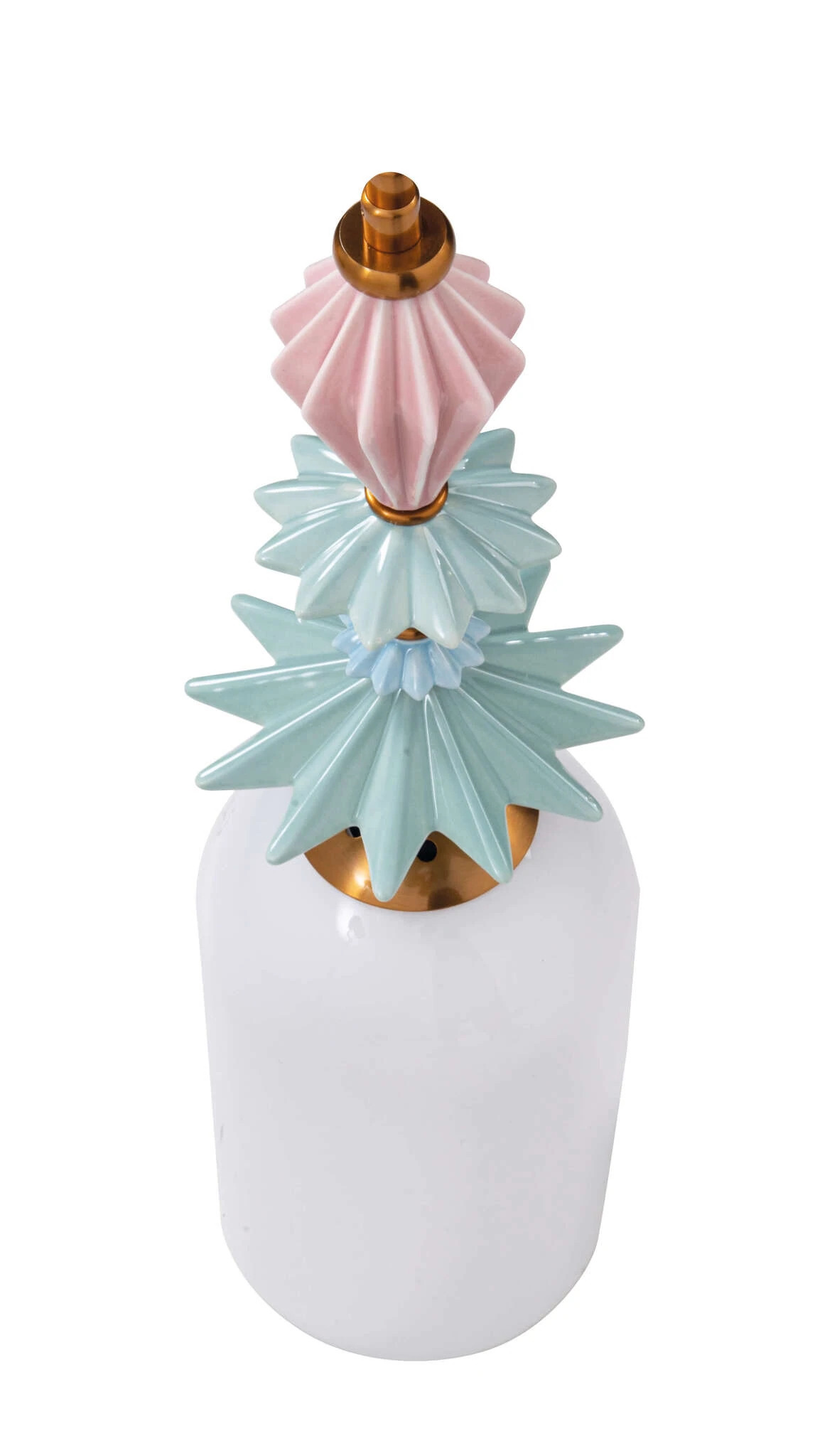 Pendant Light with Pastel Ceramic Details and Opal Glass Shade