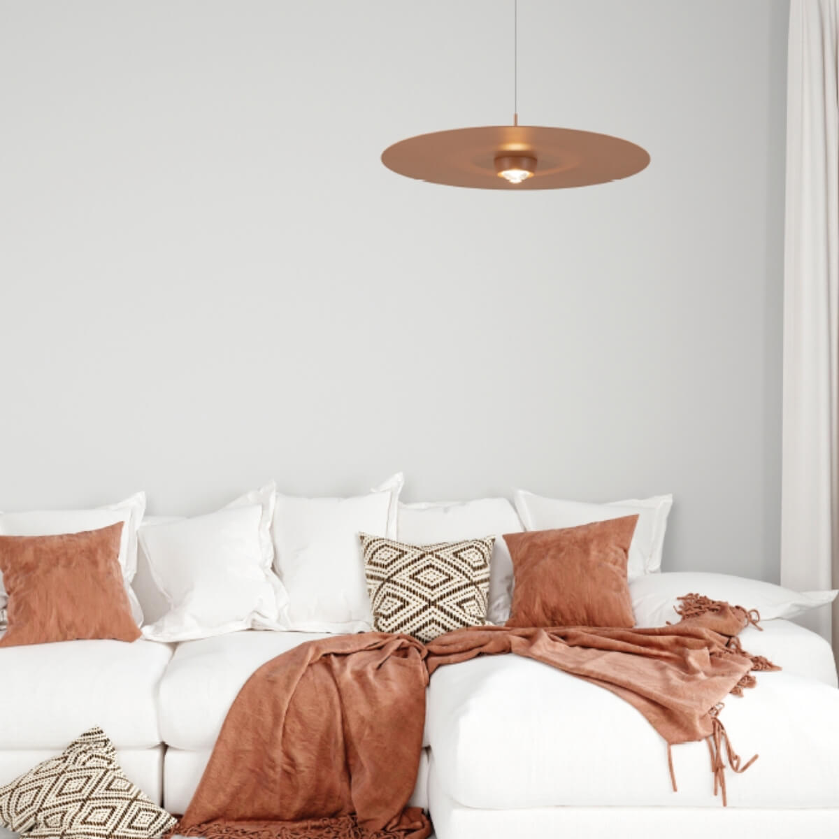 LED pakabinamas šviestuvas Ø35 cm – apvalus, terakotinis, TRIAC