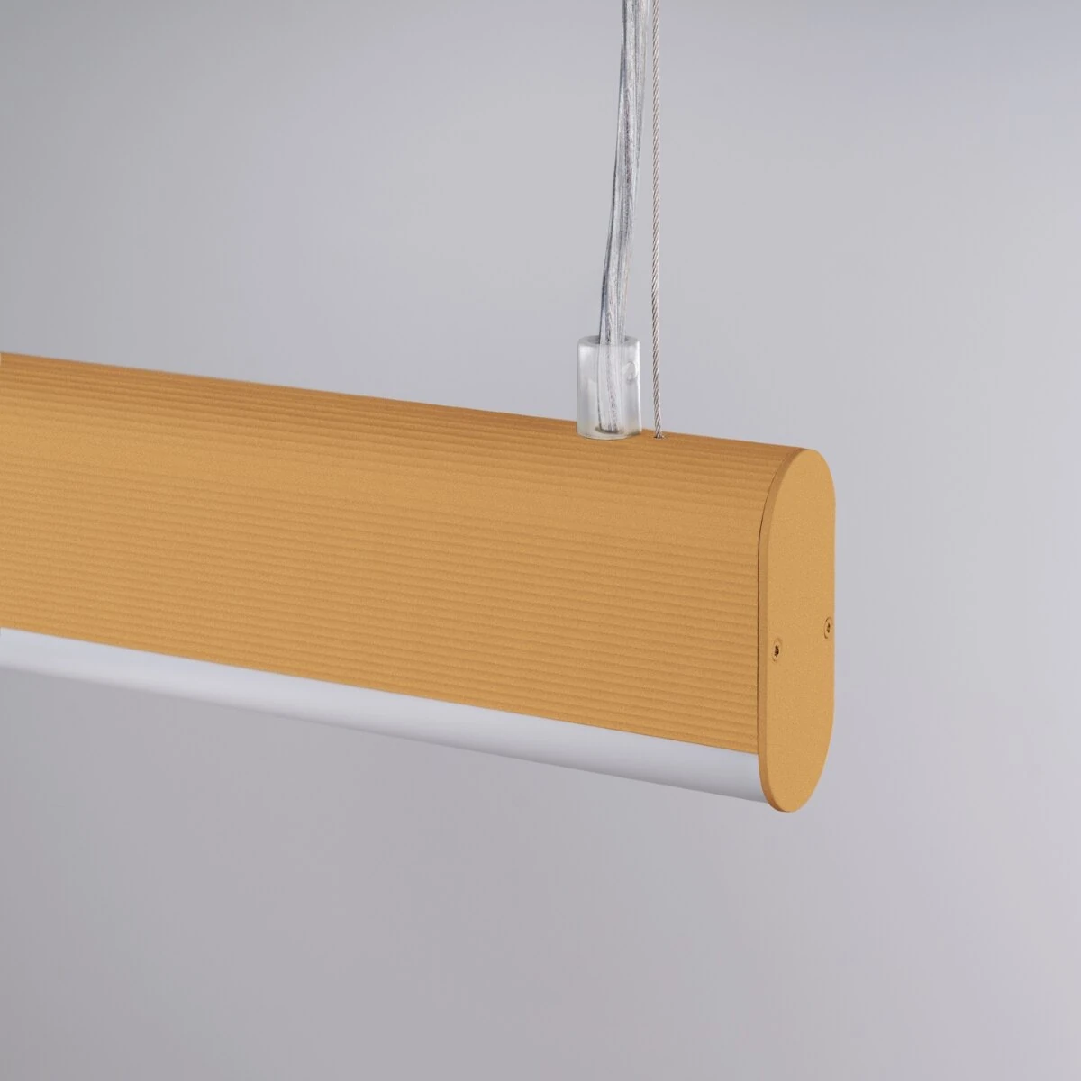 Pendant LED lamp 120 cm – linear, gold, remote dimming