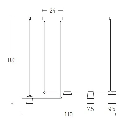 Modern Linear LED Pendant Light with Brass Accents