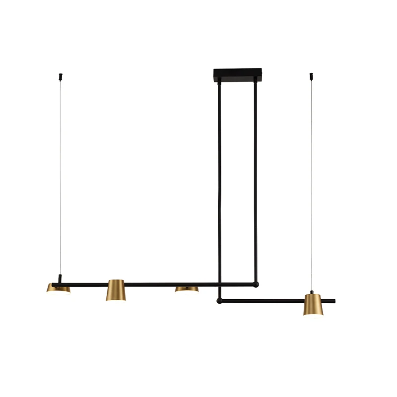 Modern Linear LED Pendant Light with Brass Accents