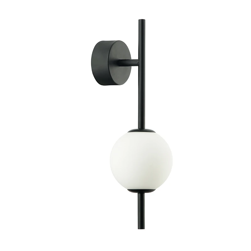 LED Wall Light Black Matt with Opal Glass