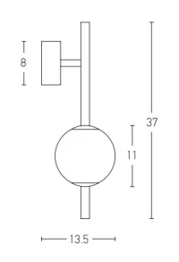 LED Wall Light Black Matt with Opal Glass - Image 2