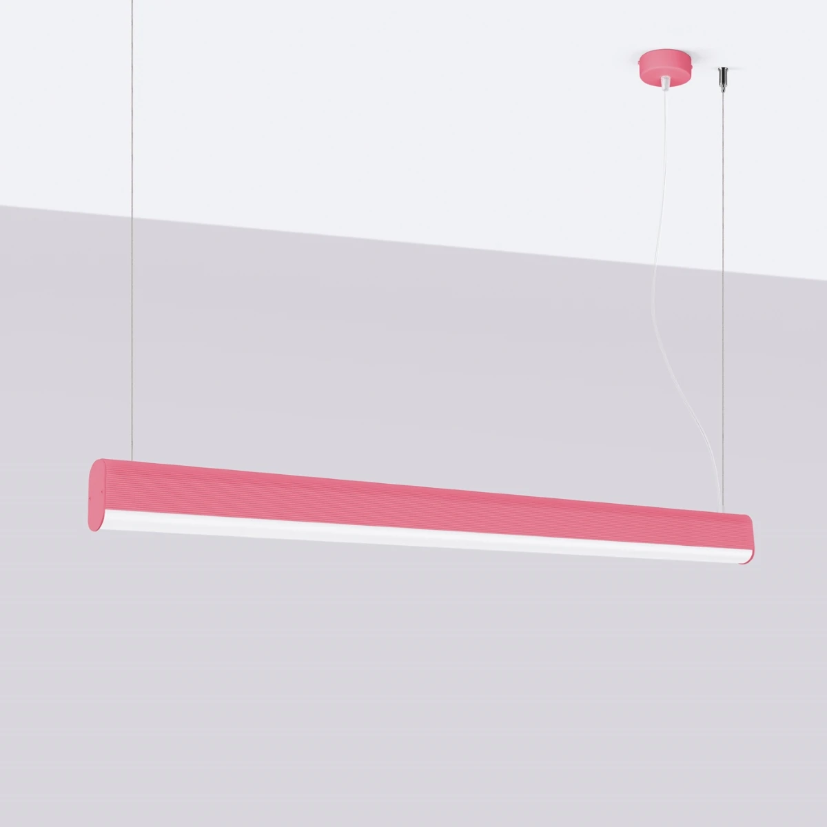 Pendant lamp 120 cm / 38W – linear, pink, remote dimming