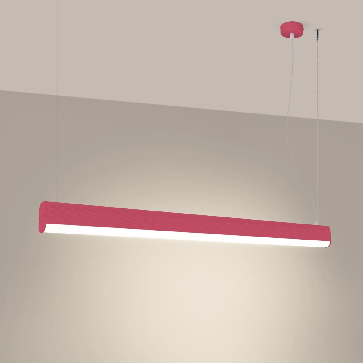 Pendant lamp 120 cm / 38W – linear, pink, remote dimming