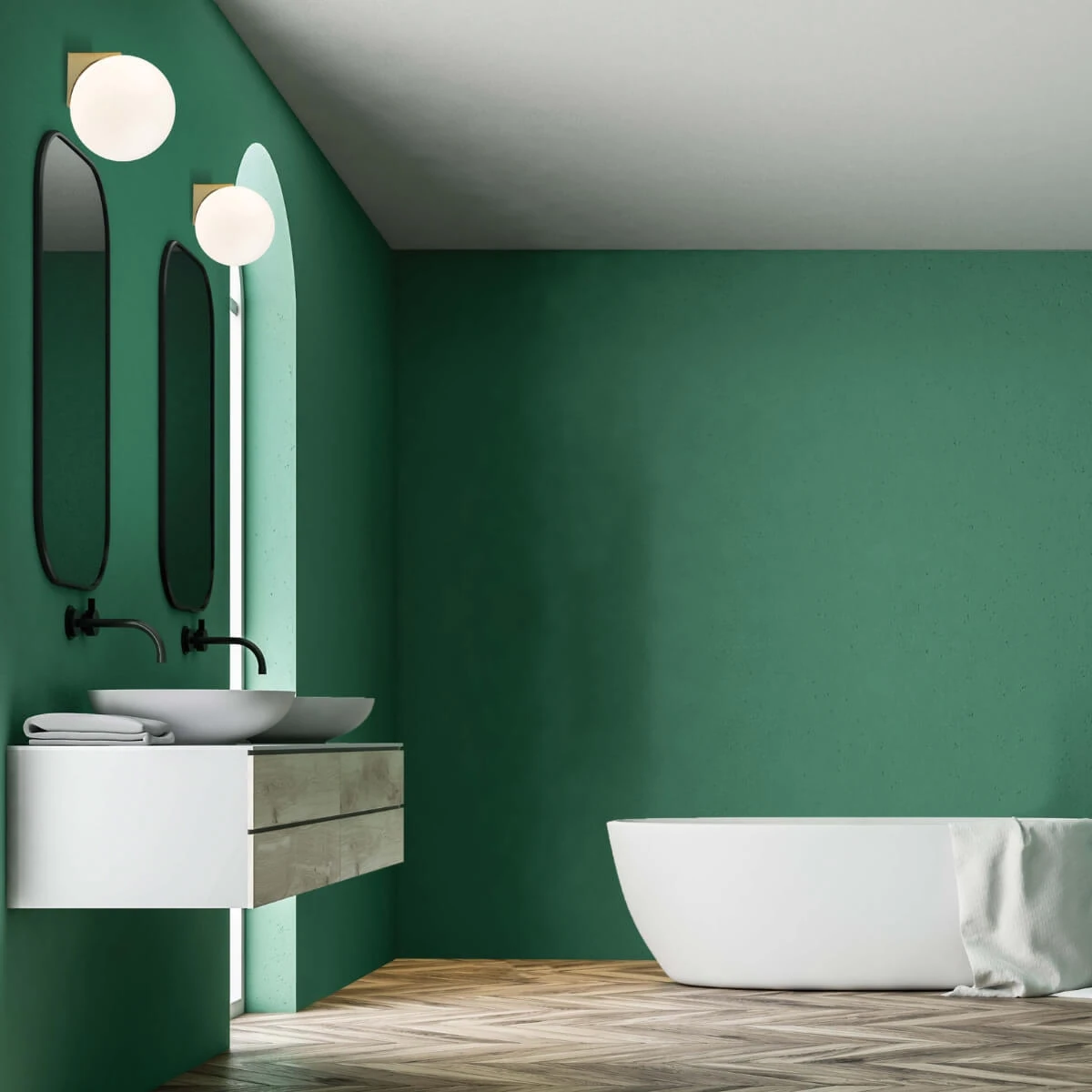 Brushed Brass LED Wall Light with Opal Glass